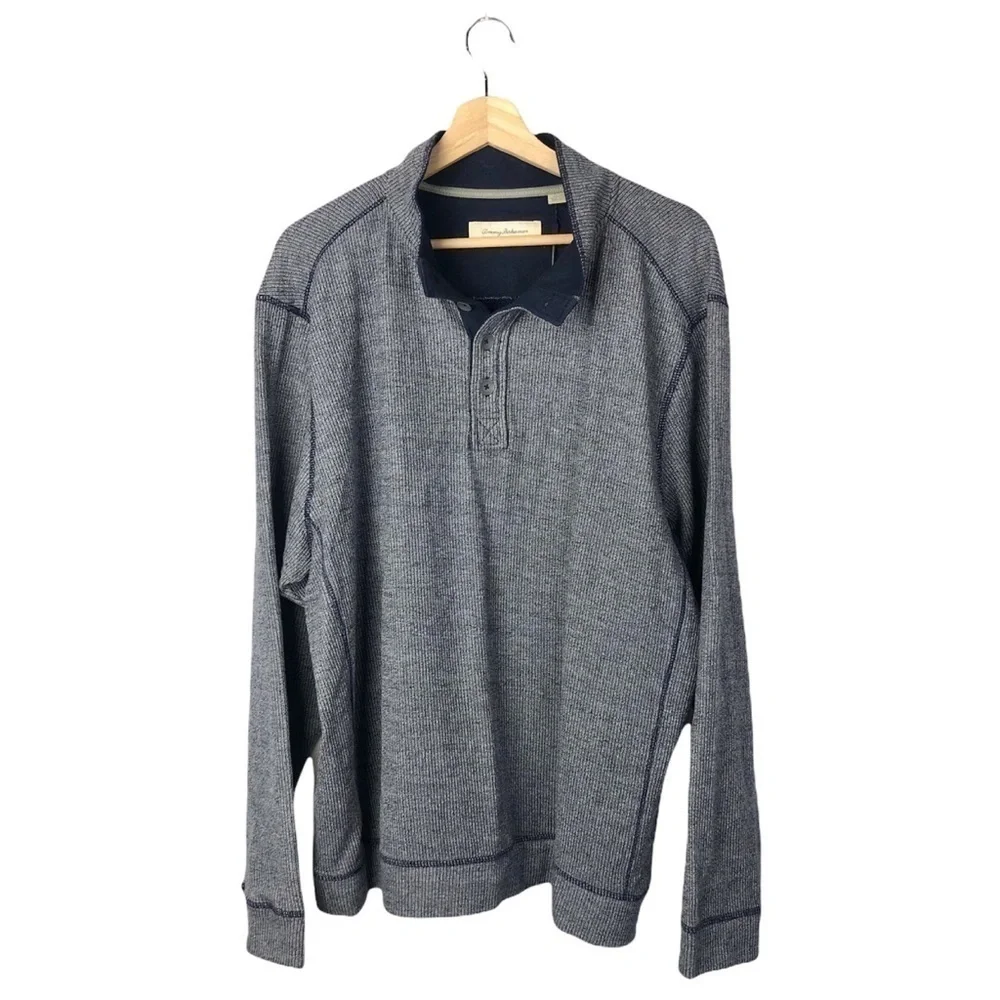 NEW Tommy Bahama Denim Blue 4‎ Button Pullover Sweater M